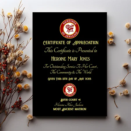 Black Certificate of Appreciation Award Customized Vertical Portrait Certificate