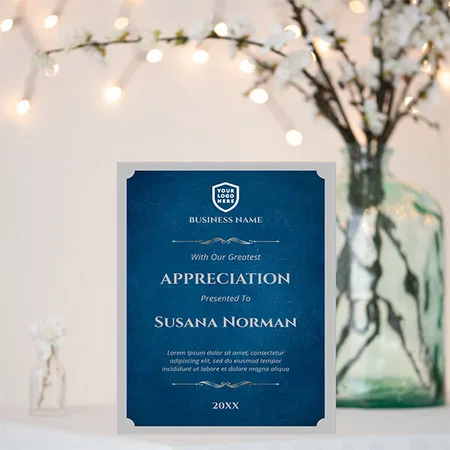 Faux Medal Universal Employee Anniversary Customized Vertical Portrait Certificate
