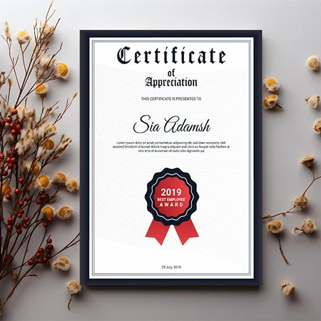 White Blue Certificate Of Appreciation Customized Vertical Portrait Certificate
