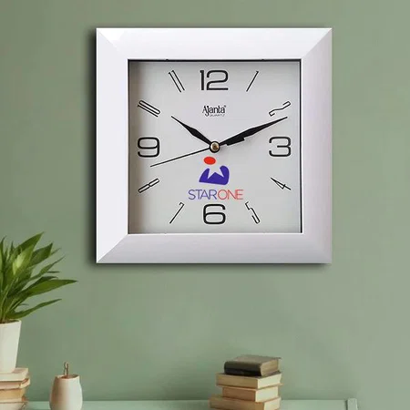 White Customized Ajanta Analog Wall Clock - 17 x 17 Cm