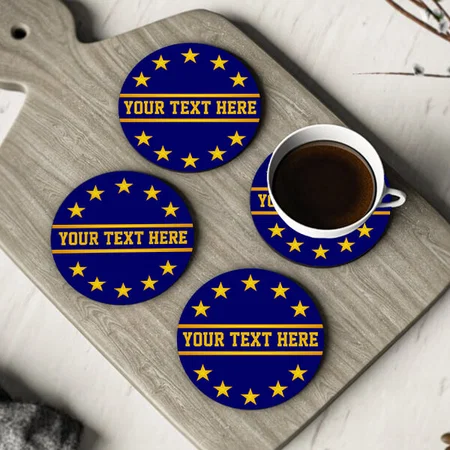 Golden Stars Customized Photo Printed Circle Tea & Coffee Coasters