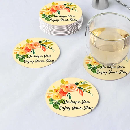 Floral Design Customized Photo Printed Circle Tea & Coffee Coasters