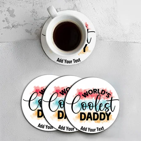 Coolest Dad Customized Photo Printed Circle Tea & Coffee Coasters