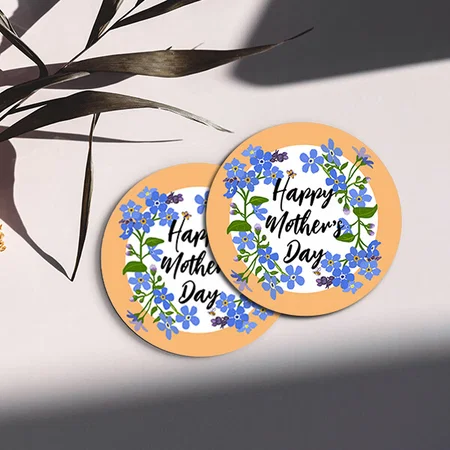 Happy Mother?s Day Pretty floral Customized Photo Printed Circle Tea & Coffee Coasters