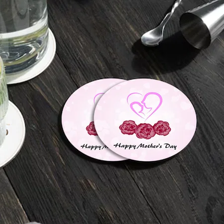 Happy Mother's Day Customized Photo Printed Circle Tea & Coffee Coasters