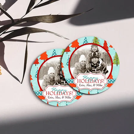 Fun Christmas Photo Customized Photo Printed Circle Tea & Coffee Coasters