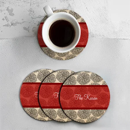 Vintage Zinnia Pattern Customized Photo Printed Circle Tea & Coffee Coasters