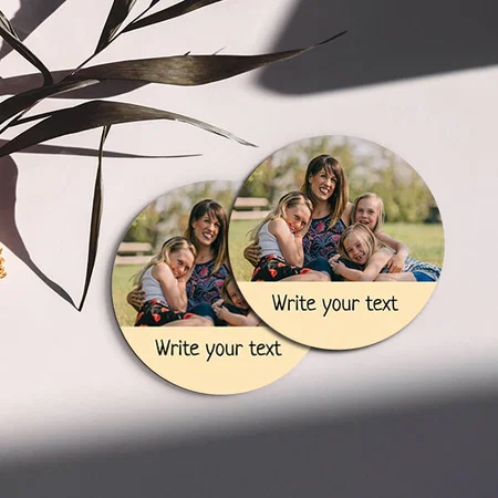 Simple Minimal Photo Customized Photo Printed Circle Tea & Coffee Coasters