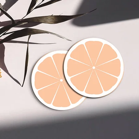 Lemon Design Customized Photo Printed Circle Tea & Coffee Coasters