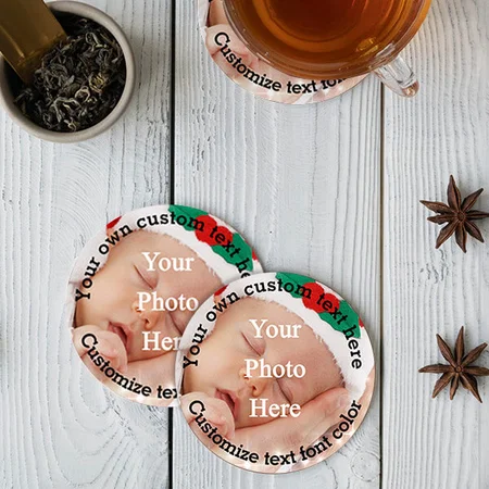 Modern Photo Customized Photo Printed Circle Tea & Coffee Coasters
