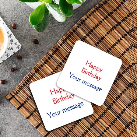 Happy Birthday Design Customized Photo Printed Tea & Coffee Coasters