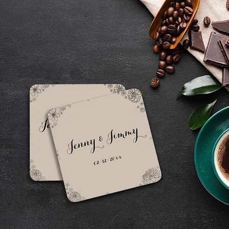 Botanical Floral Design Customized Photo Printed Tea & Coffee Coasters