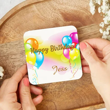 Colorful Balloon Birthday Design Customized Photo Printed Tea & Coffee Coasters