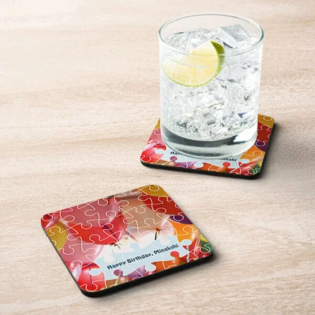 Playful Puzzzle Balloon Birthday Party Customized Photo Printed Tea & Coffee Coasters