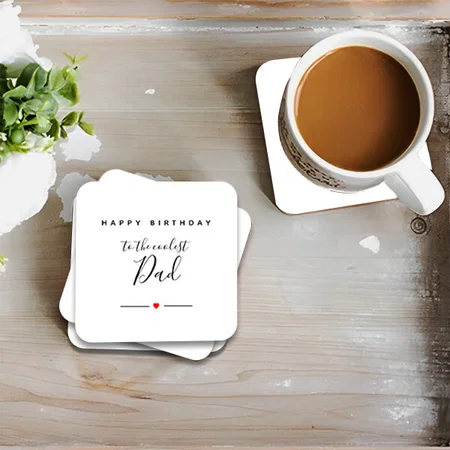 Red Heart And Black Line Design Customized Photo Printed Tea & Coffee Coasters