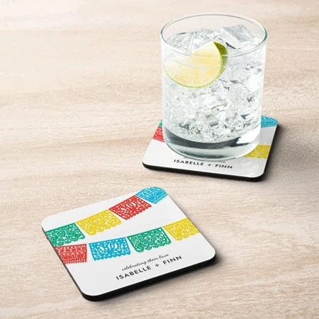 Modern Paper Design Wedding Bridal Shower Customized Photo Printed Tea & Coffee Coasters