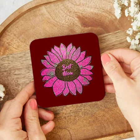 Pink Sunflower Customized Photo Printed Tea & Coffee Coasters