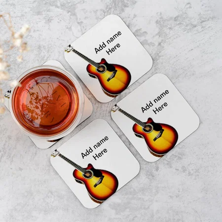 Acoustic Guitar Customized Photo Printed Tea & Coffee Coasters