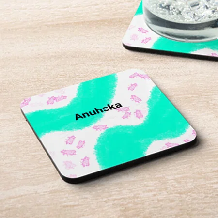 Green watercolor Design Customized Photo Printed Tea & Coffee Coasters