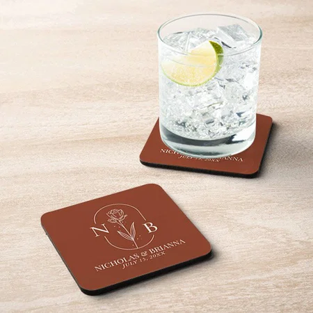 Rose Design with Name Customized Photo Printed Tea & Coffee Coasters