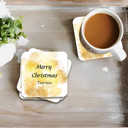 Simple Golden Pastel Color Monogram  Customized Photo Printed Tea & Coffee Coasters