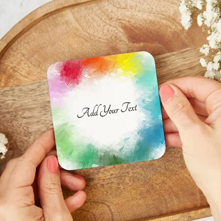 Pastel Colorful Modern Monogram Customized Photo Printed Tea & Coffee Coasters