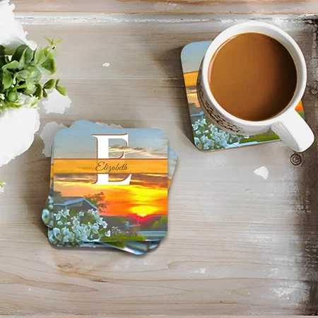 Rooftop Sunset Design Customized Photo Printed Tea & Coffee Coasters