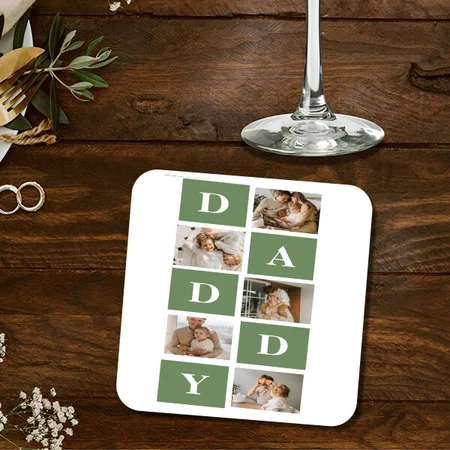 Happy Fathers Day Customized Photo Printed Tea & Coffee Coasters