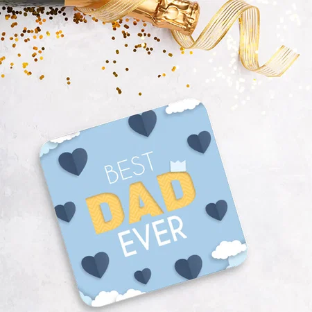 Best Dad Ever Cute Father's Day Customized Photo Printed Tea & Coffee Coasters