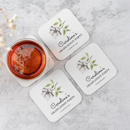 Wildflower Graduation Design Customized Photo Printed Tea & Coffee Coasters
