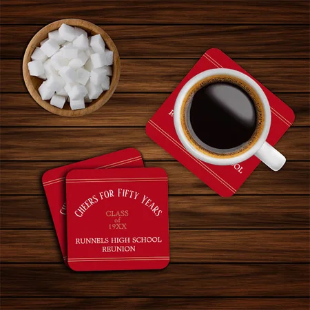 50th Class Reunion party Customized Photo Printed Tea & Coffee Coasters