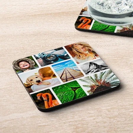 9 Photo Collage Customized Photo Printed Tea & Coffee Coasters
