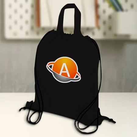 Black Customized Hand & Drawstring Hybrid Bag - 19 x 14.2 Inches
