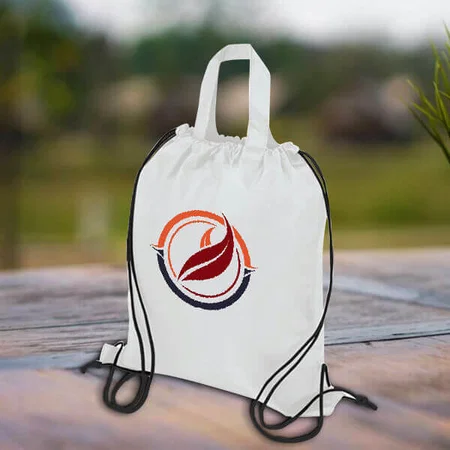 White Customized Hand & Drawstring Hybrid Bag – 19 x 14.2 Inches