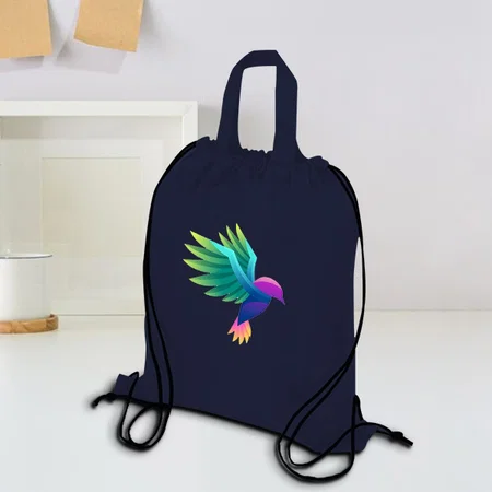 Blue Customized Hand & Drawstring Hybrid Bag - 19 x 14.2 Inches