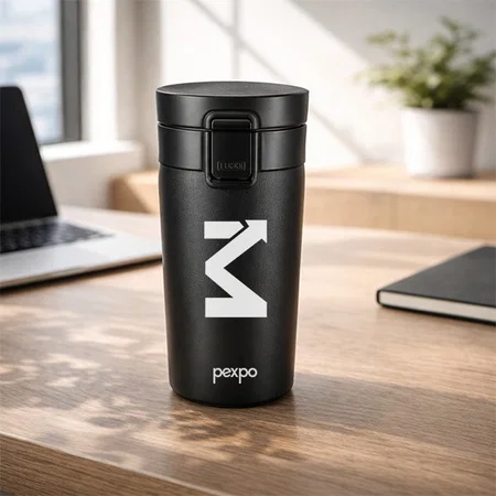 Black Customized Thermos Flask Vacuum Insulated Travel Coffee Mug | Hot & Cold | 3 Layer Insulation | Leak-proof | Cocoa | Ideal for Travel, Office, & Home