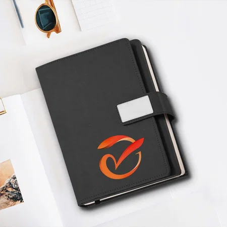 Black Customized Organizer Metal Flap Notebook Diary - A5 Size