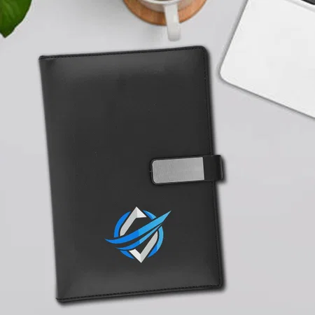 Black Customized Soft PU Notebook Diary with Metal Flap