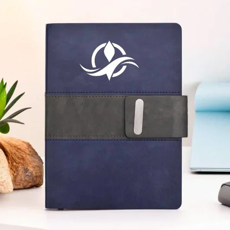 Blue & Grey Strip Leather Customized Notebook Diary