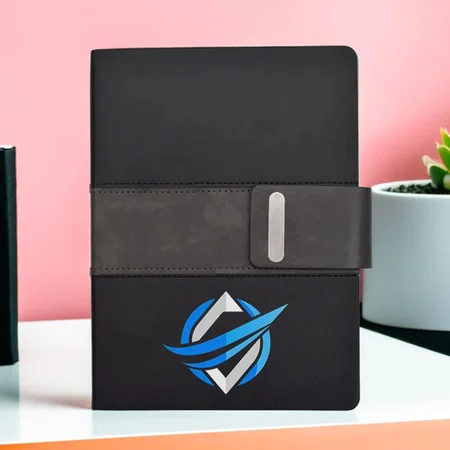 Black & Grey Strip Leather Customized Notebook Diary