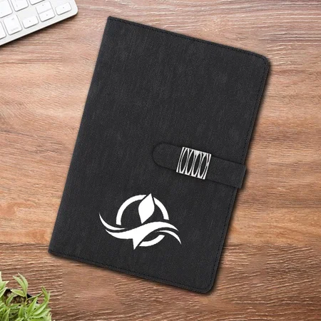 Black Pattern Metal Flap Customized Notebook Diary