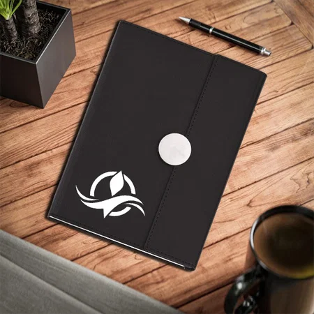Black Customized Notebook Diary with Circle Flap - A5 Size