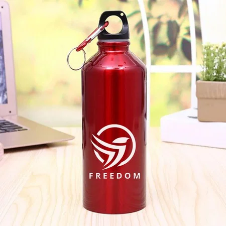 Red Customized Aluminium Gloss Sports Bottle - 500 ML