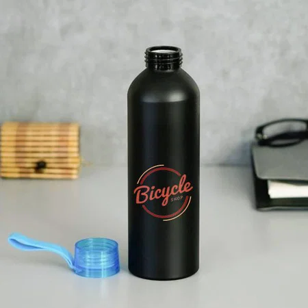 Black Customized Aluminium Matte Sports Bottle - 750 ML