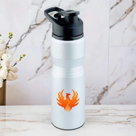 White Customized Aluminium Flip Water Bottle - 750 ML