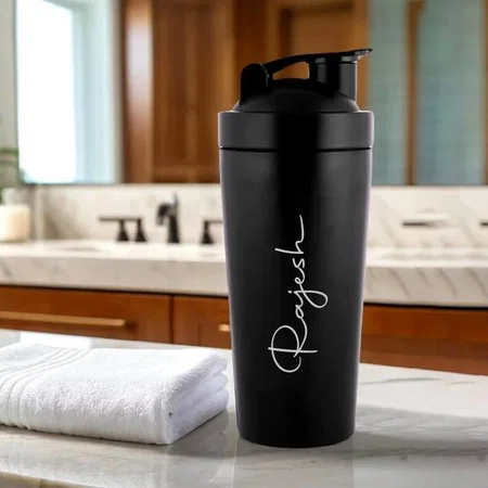 Black Customized Stainless Steel Gym Shaker - 750 ML