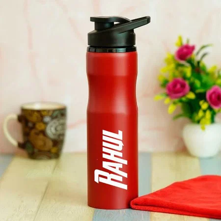 Red Customized Stainless Steel Bottle - 750 ML