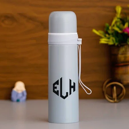 Grey Customized Stainless Steel Hot & Cold Cup Flask - 500 ML