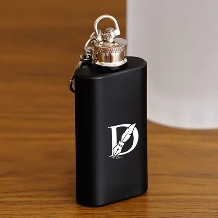 Black Customized Hip Flask with Dog Hook - 60 ML