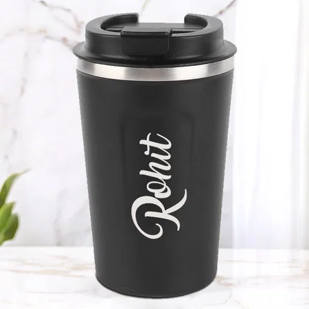 Black Customized Insulated Stainless Steel Coffee Mug with Lid - 500 ML